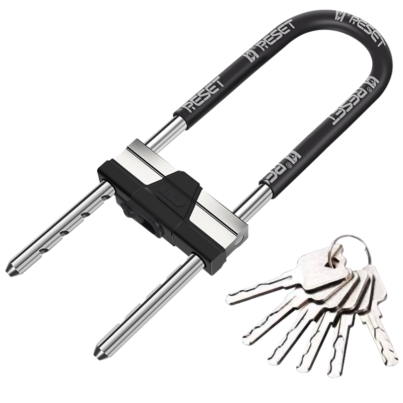 锐赛特 RESET U型锁C级锁芯 玻璃门锁U形防盗锁 加长加粗抗液压剪 配6把叶片钥匙 RST-142