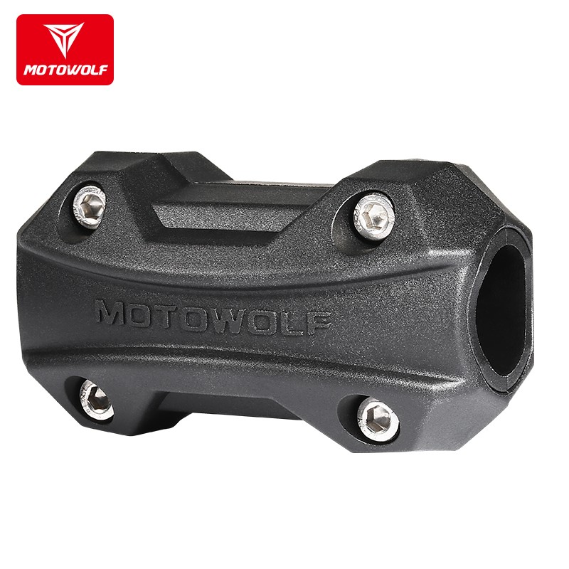 摩多狼（MOTOWOLF）摩托車(chē)保險(xiǎn)杠保護(hù)塊機(jī)車(chē)賽車(chē)護(hù)杠防摔塊防撞耐磨寶馬大排量防護(hù)杠保護(hù)套改裝配件 黑色【防摔耐磨】