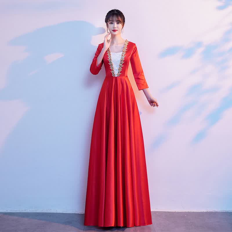 yinfan演出服女大合唱团红歌舞台表演服装独唱礼服长裙现代时尚大气