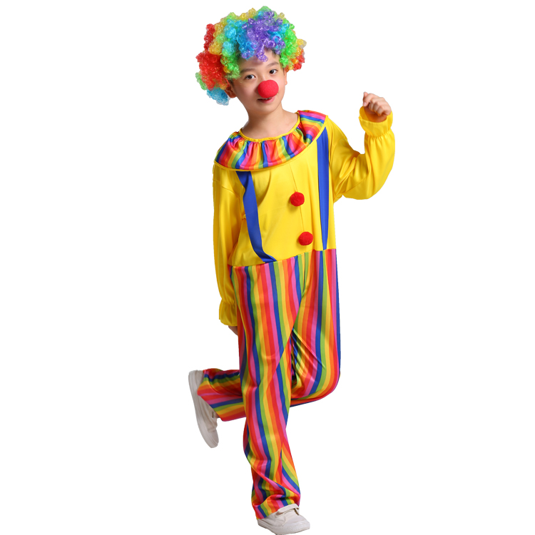 六一儿童表演服小丑服装圣诞节幼儿园可爱化妆舞会魔术服演出服 竖条