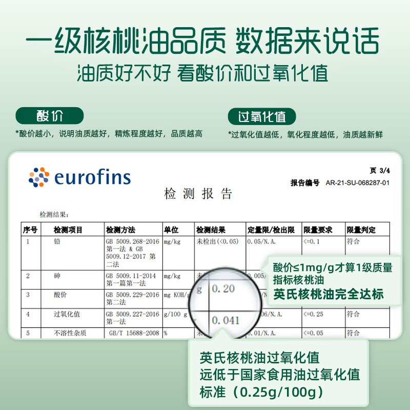 英氏（Engnice）核桃油亚麻籽油牛油果油宝宝辅食添加油英式儿童营养食用油 【滴管控量】核桃油110ml 1瓶