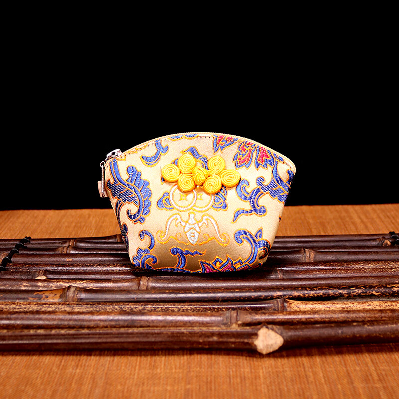 圣迪凯oln中国风特色贝壳包女式小零钱包刺绣荷包手工艺礼品送老外