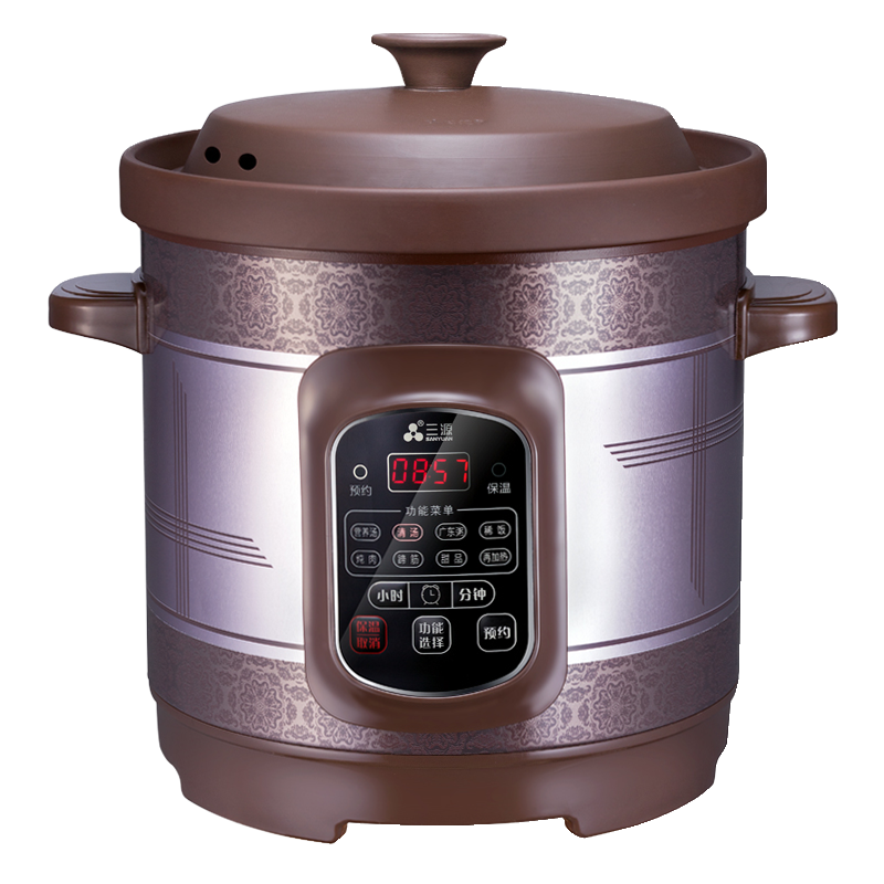 三源（SANYUAN）紫砂鍋電燉鍋6L全自動紫砂燉湯鍋陶瓷內(nèi)膽智能家用多功能煮粥鍋大容量家庭熬粥煲湯鍋定時預(yù)約 6L (適合6-8人) 6L