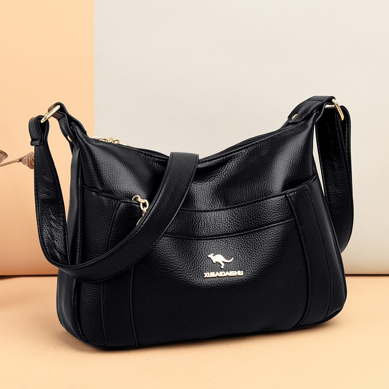 玫瑰袋鼠专柜品牌真皮斜挎包包女士2025七夕送妈妈礼物软皮包大容量牛皮包 紫色