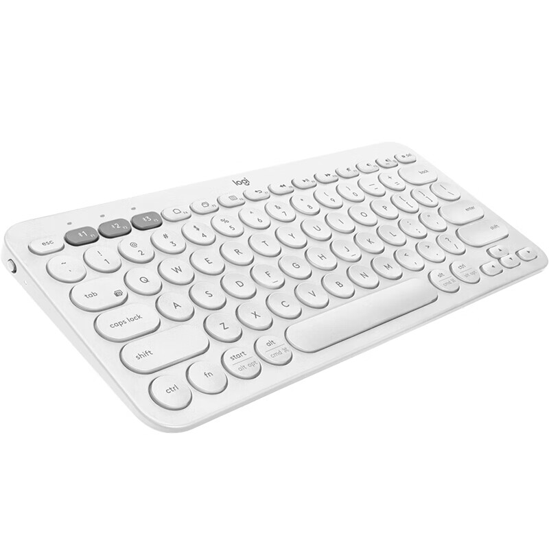 罗技（Logitech）蓝牙键盘K380可多设备切换笔记本平板IPAD电脑适用时尚静音超薄巧克力按键 K380白+PEBBLE白