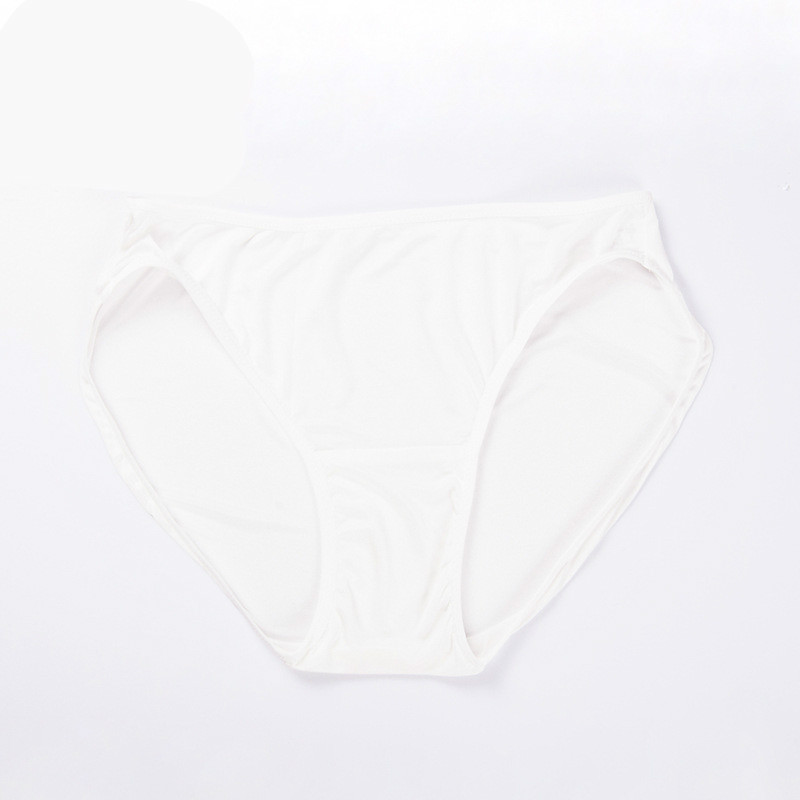茹萱乐 新款100%桑蚕丝女士针织真丝舒适真丝包边中腰内裤三角裤 白色