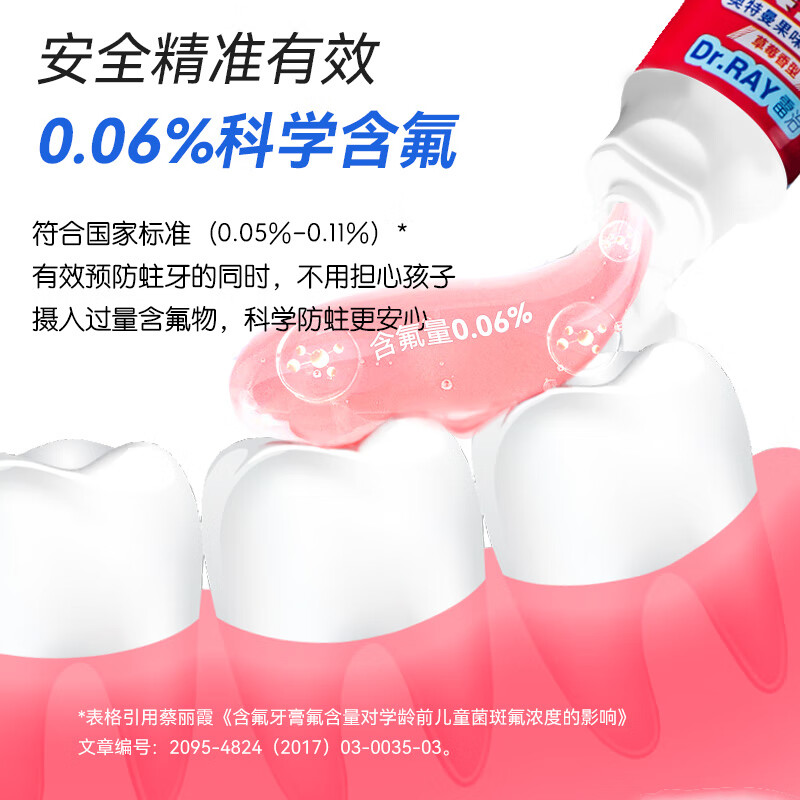 雷治(Dr.RAY)宝宝儿童牙膏2-12岁奥拉氟防蛀固齿含氟牙膏奥特曼联名 水蜜桃(赛罗款)