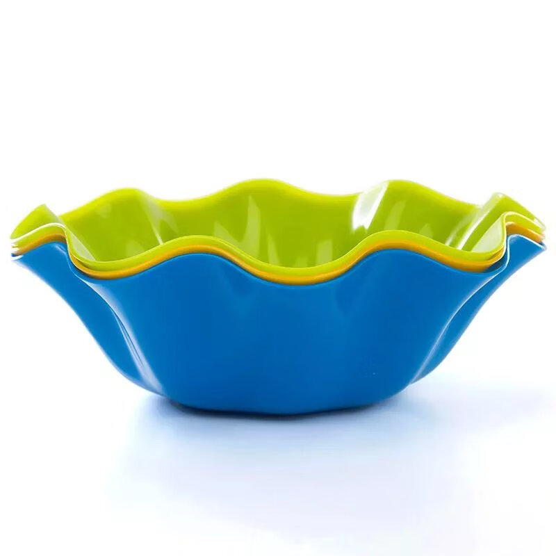 【现发】大号荷叶边水果盘家用厨房客厅创意瓜子干果茶几果盆零食 3个 荷叶边果盘【颜色混发】