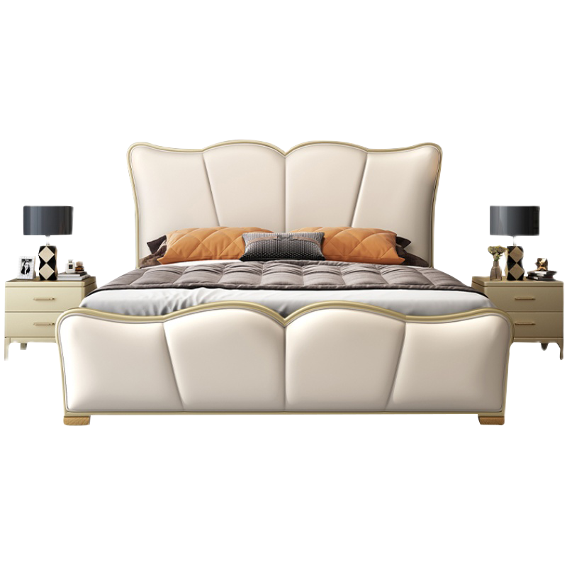 优卡吉 美式床轻奢实木床1.8米双人床主卧1.5米欧式床公主床现代简约婚床ZY-912 1.8米单床