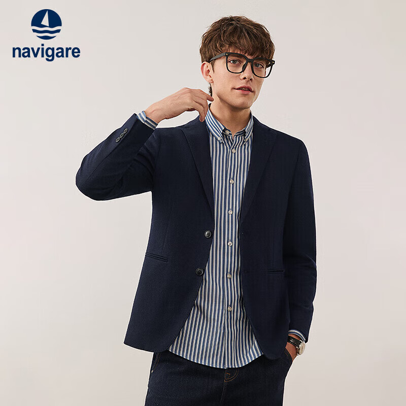 纳维凯尔意大利小帆船男士便西休闲西装通勤西服外套1331803510 蓝 L/50