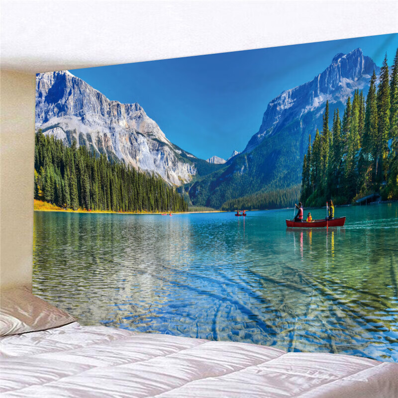 南啵丸山水风景背景布山水湖面超大背景布床头卧室墙面装饰挂毯房间