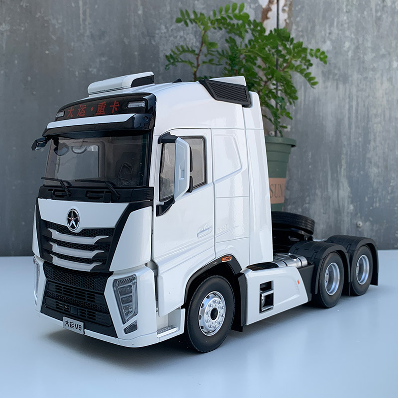 国产原厂 1:24 大运重卡 大运v9 拖车 半挂车 牵引头模型 仿真合金