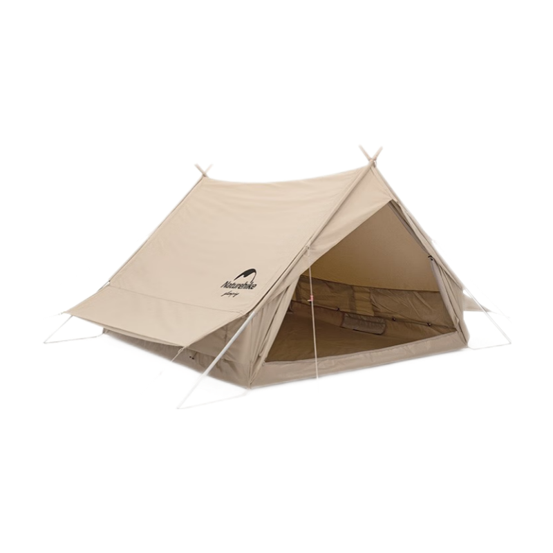 Naturehike挪客亘4.8棉布A形帐篷 户外露营野营双人加厚棉布屋形小屋帐屋檐 亘4.8流沙金（不含地布）