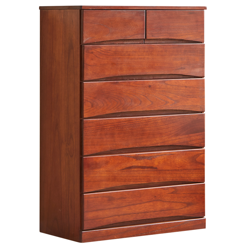 旷逸 实木斗柜简约实木储物柜卧室抽屉柜客厅收纳柜子 弓形60-6 咖啡色60*45*112.5