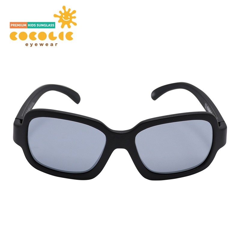 COCOLIC韩国儿童太阳镜方框防紫外线偏光墨镜中小童柔软护眼FM系 黑框银片MB2