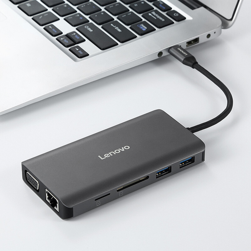 Lenovo 联想 ThinkPad 思考本 联想type-c扩展坞HDMI/VGA转接头RJ45网口苹果雷电3读卡器LX0801四个USB接口