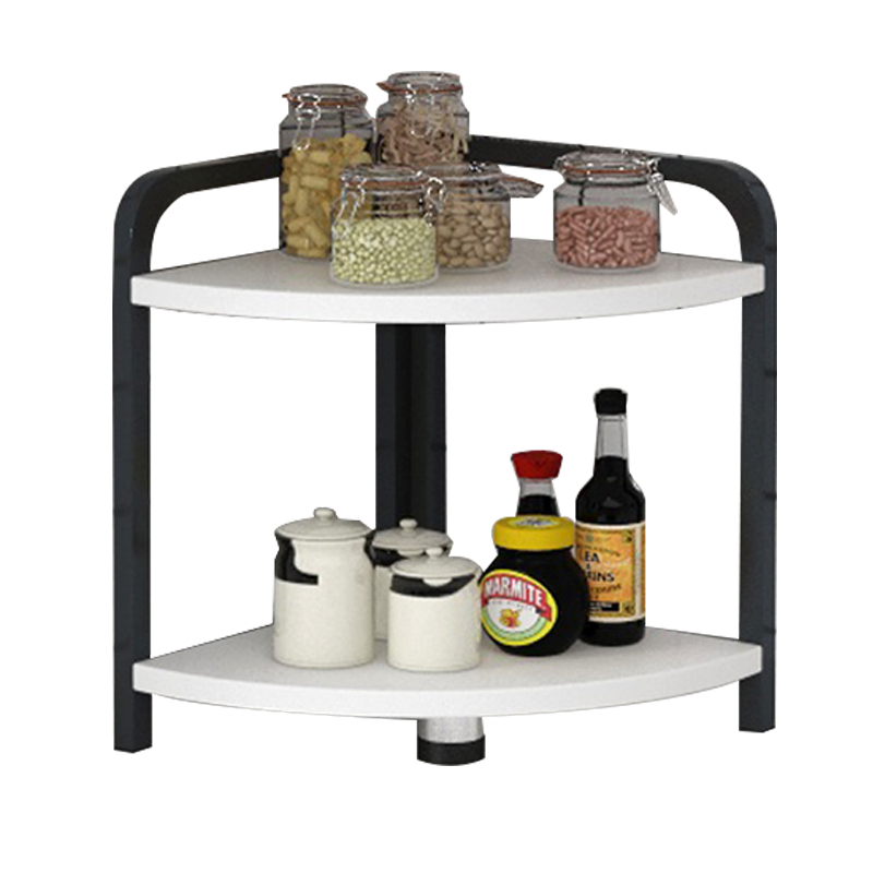 木以成居 三角置物架厨房 台面双层调味储物架子 卫生间阳台收纳架 黑色+白色 LY-42250045B