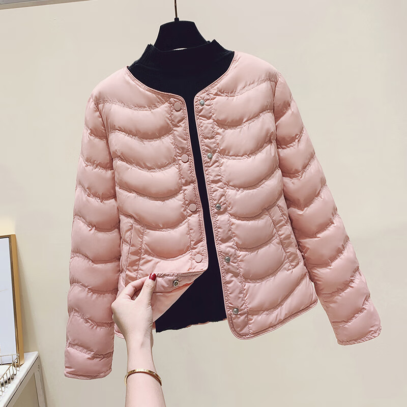 旺冉內(nèi)穿小棉襖女保暖內(nèi)膽冬季棉衣短款輕薄棉服貼身外套 502粉色 M 90斤內(nèi)