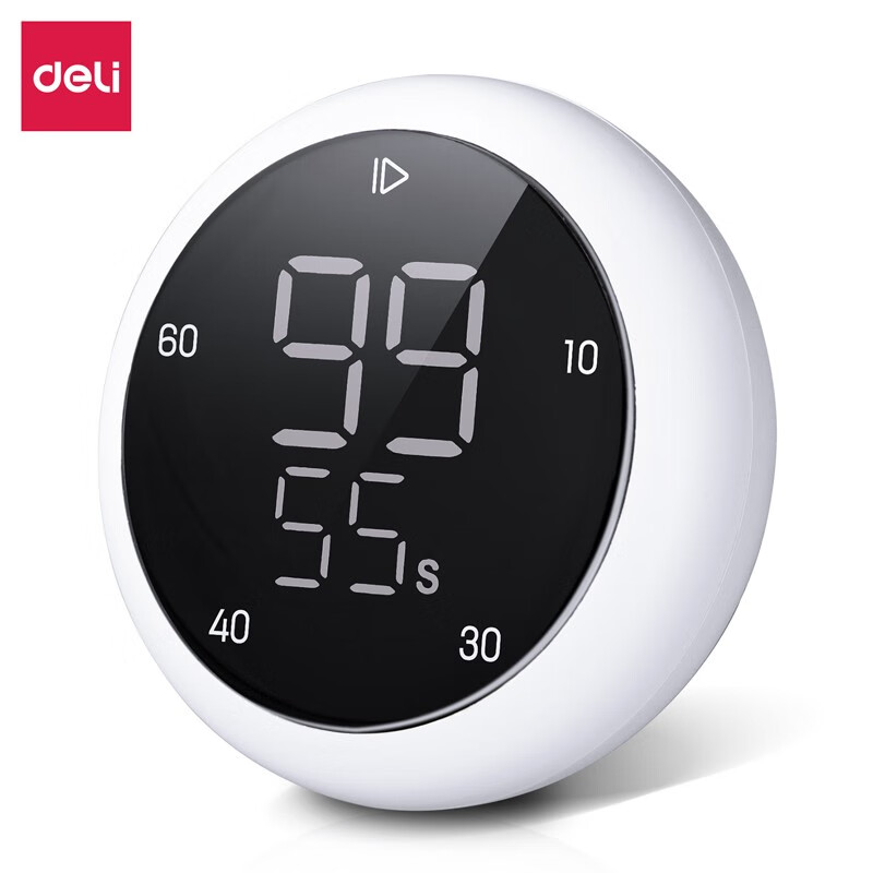 智能温湿度计桌面夜光静音数字智能时钟表 le200旋转电子计时器(白色)