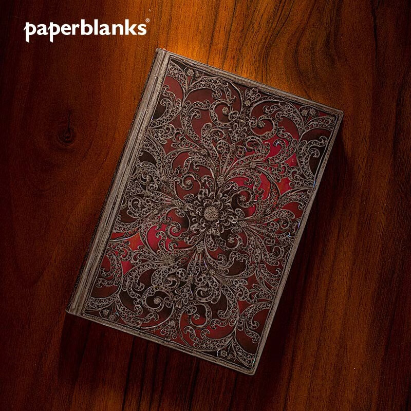 paperblanks复古笔记本古银窗花系列记事本日记本本子软壳手账手帐本学习学生复古文具礼物石榴石 【软壳绑带款】石榴石/中本/无线