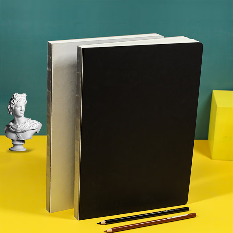 记忆印象 素描速写本a4画图本马克笔水彩笔油画棒水粉画画本DIY封面 300mm*300mm黑色封面款(赠书衣)