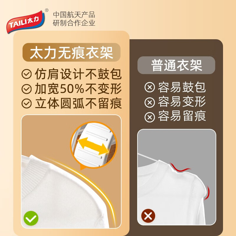 太力衣架家用防滑肩角挂衣西装羊绒大衣架子衣服无痕挂架凉衣宽肩衣撑 20只装