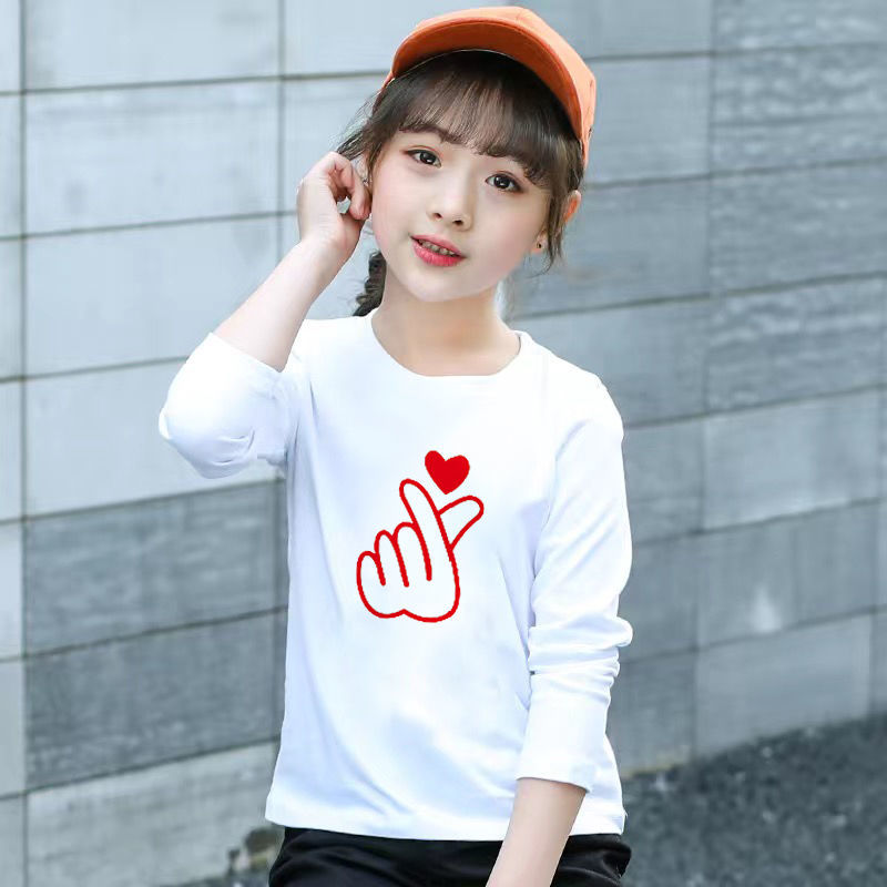 女童长袖t恤新款小女孩洋气春秋打底衫儿童中大童白色上衣潮 小雏菊