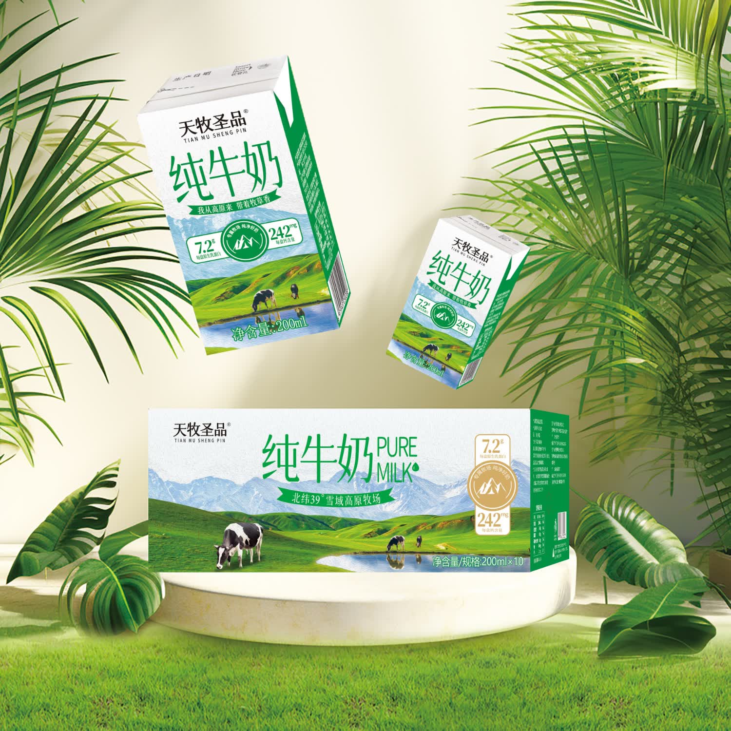 天牧圣品高钙纯牛奶 200ml*10盒 到手价32元/箱