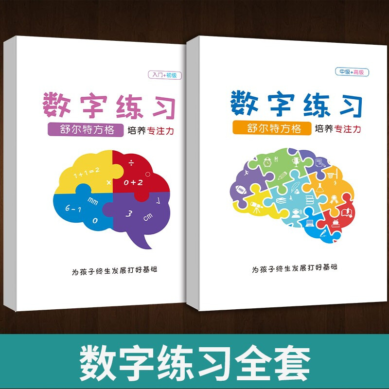 【荣恒】舒尔特方格全套专注力训练书趣味注意力训练培养趣味方格 小学生古诗词数字色彩干扰训练注意力训练 【数字练习2本】入门初级+中高级