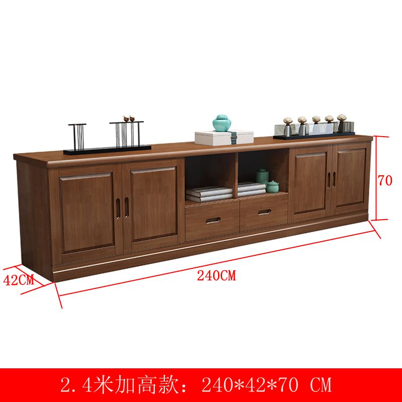 简约现代实木电视柜客厅大户型2.4米高款中式家用农村