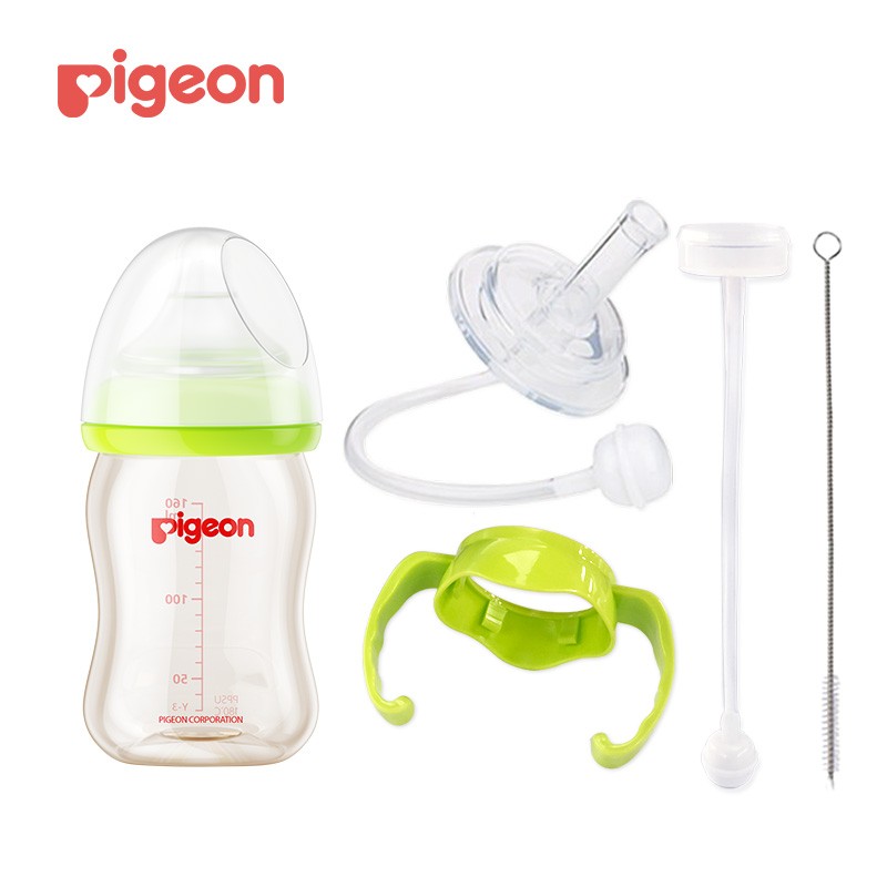 贝亲（Pigeon）奶瓶PPSU塑料宽口径大容量奶瓶婴儿宽口奶瓶 160ml奶瓶SS号奶嘴(绿盖 0-1个月)