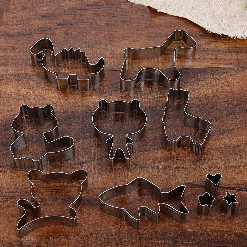 帕帕罗蒂 蒸馒头模具 面食花样糕点卡通翻糖饼干模具 小动物烘培工具 恐龙款（7个大+3个小）