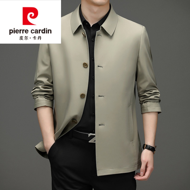 皮尔卡丹高档品牌男装 特大号春秋夹克男加肥加大翻领宽松商务休闲