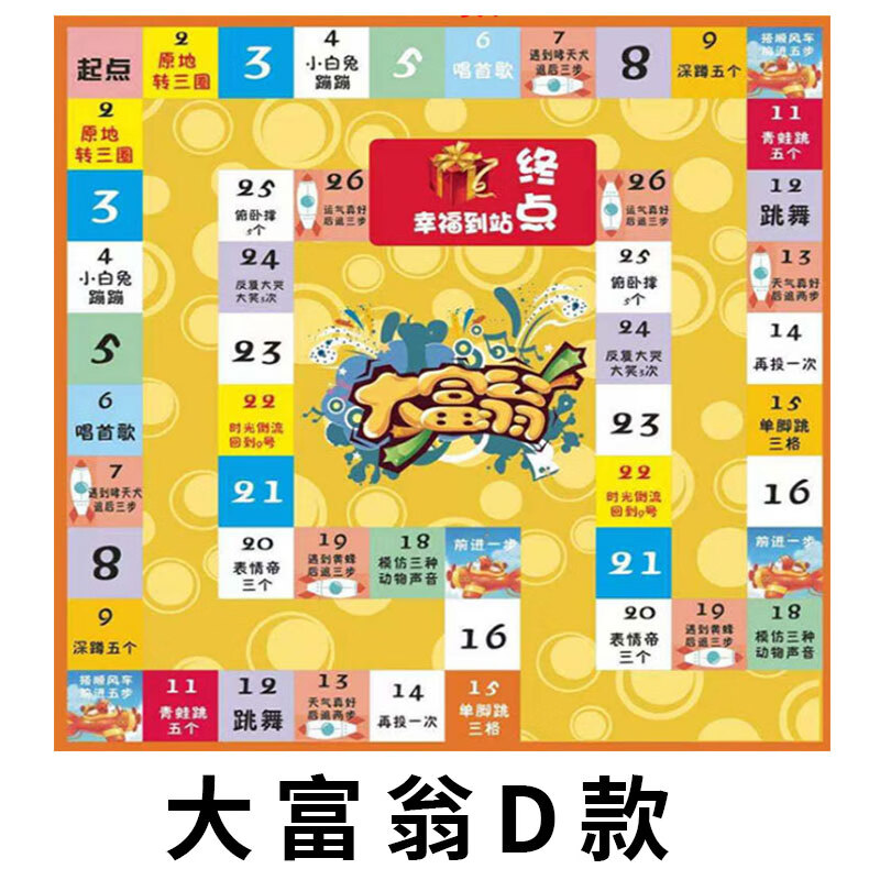 绿喆真人版巨型飞行棋定制地垫垃圾分类大型游戏商场活动道具 大富翁D款通用款(3x3米)配2个骰
