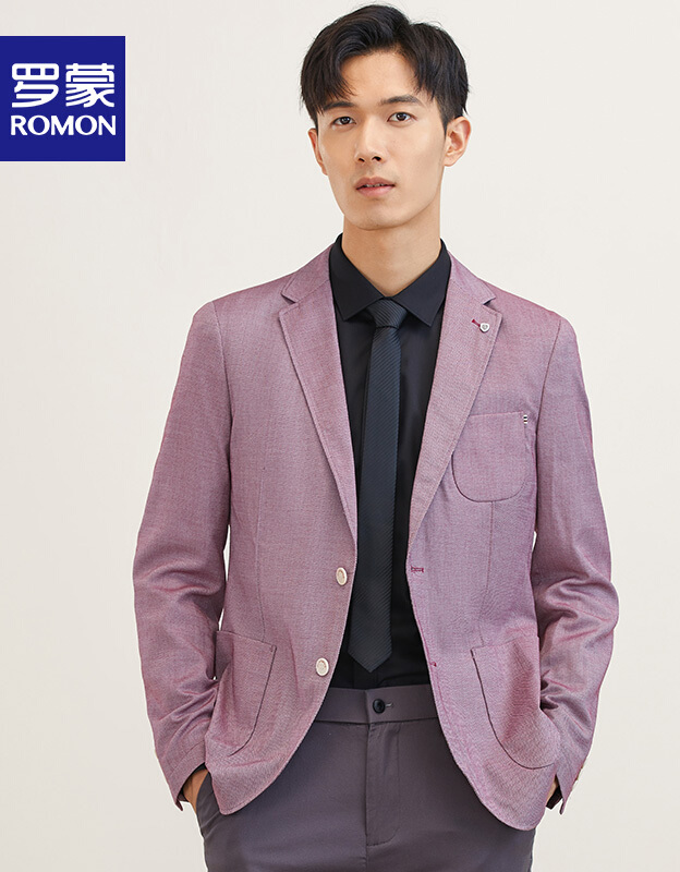 罗蒙（ROMON）含羊毛商务西服男士新款百搭单西中青年潮流时尚西装外套男 藏青色 52 (185)