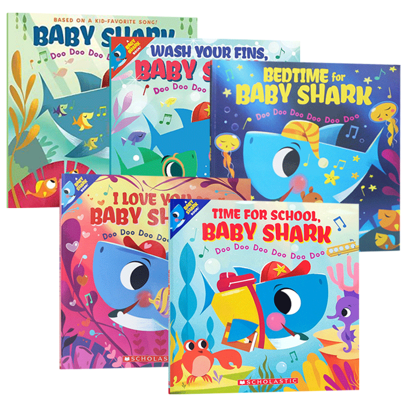 英文原版 鲨鱼宝宝绘本5册 baby shark 儿童卡通动画绘本 早教英语