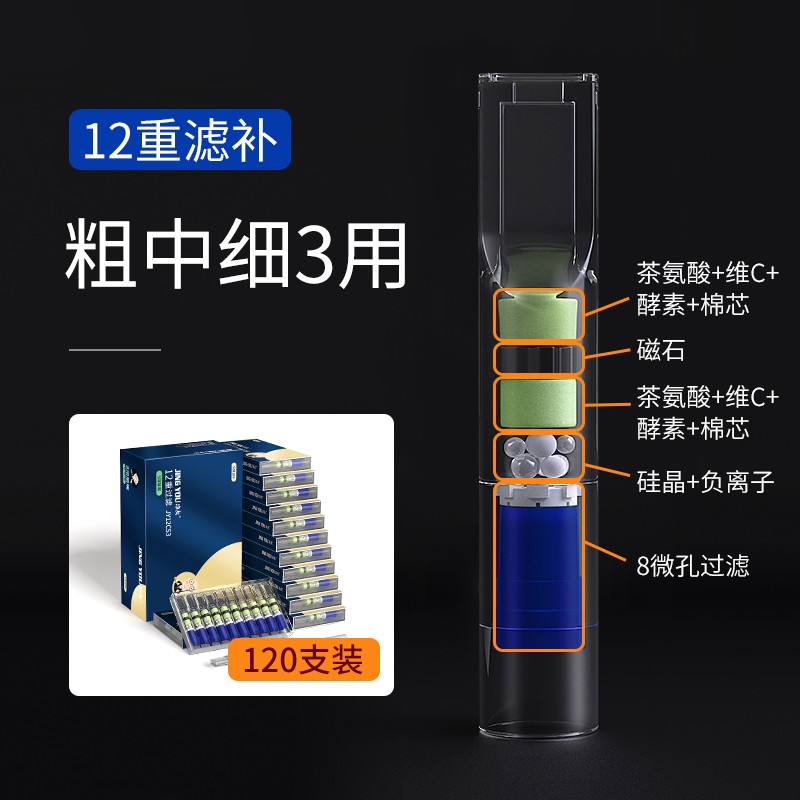 净友 一次性烟嘴过滤器12重焦油过滤嘴粗中细三用抛弃型咬嘴火机烟具 【盒装】120支