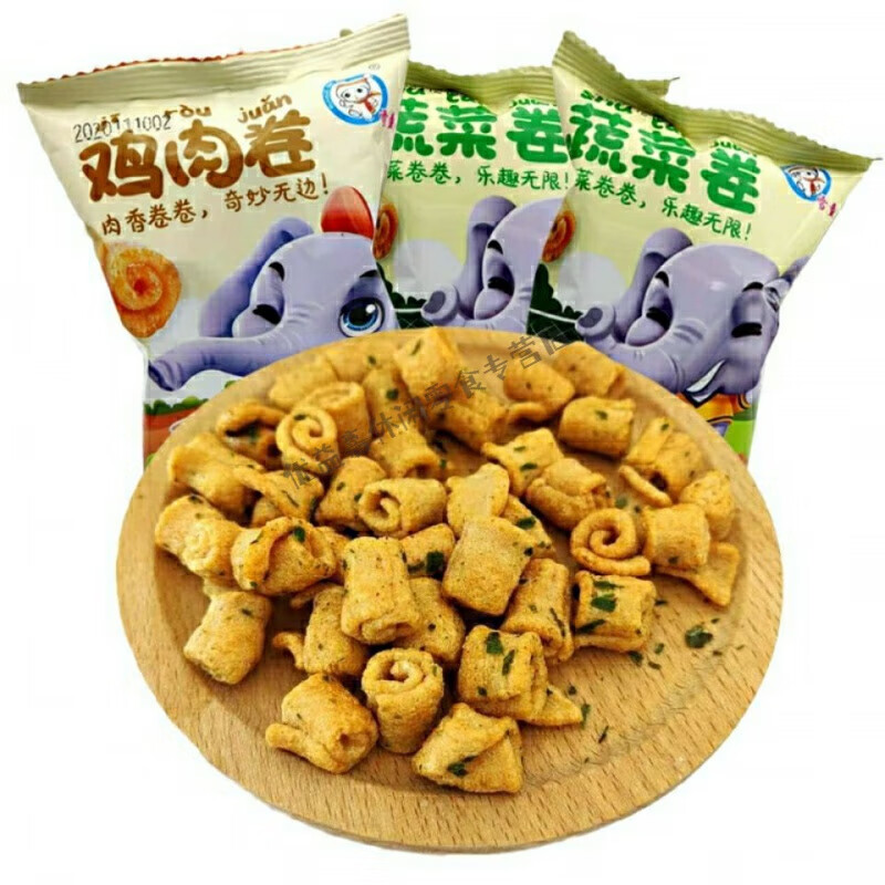食芳溢 雪童蔬菜卷小零食 500g 膨化鸡肉卷脆片片网红休闲小零食公室
