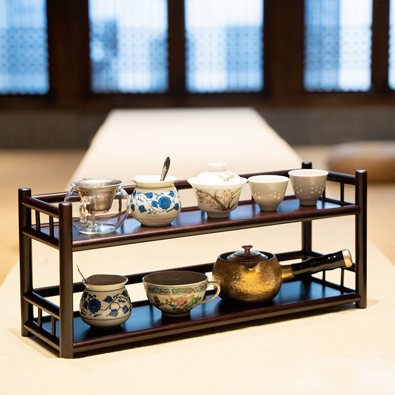 申传（SHENCHUAN）茶具置物架桌上茶杯茶壶收纳架摆件展示柜小博古架茶架子中式茶棚 50长双层杯架怎么看?
