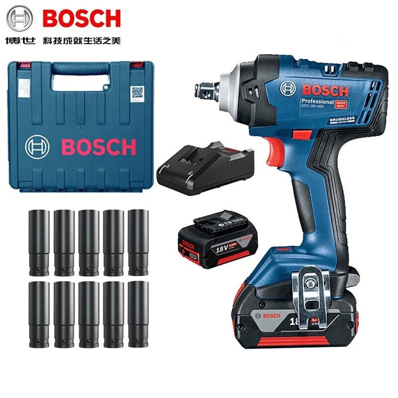 博世(bosch)无刷电动扳手gds18v-400锂电冲击扳手架子工汽修风炮起子