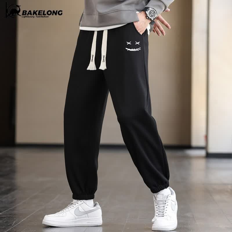 巴克龙（bakeLong）休闲裤男秋季潮流宽松百搭运动束脚九分裤简约时尚 黑色 2XL高性价比高么？