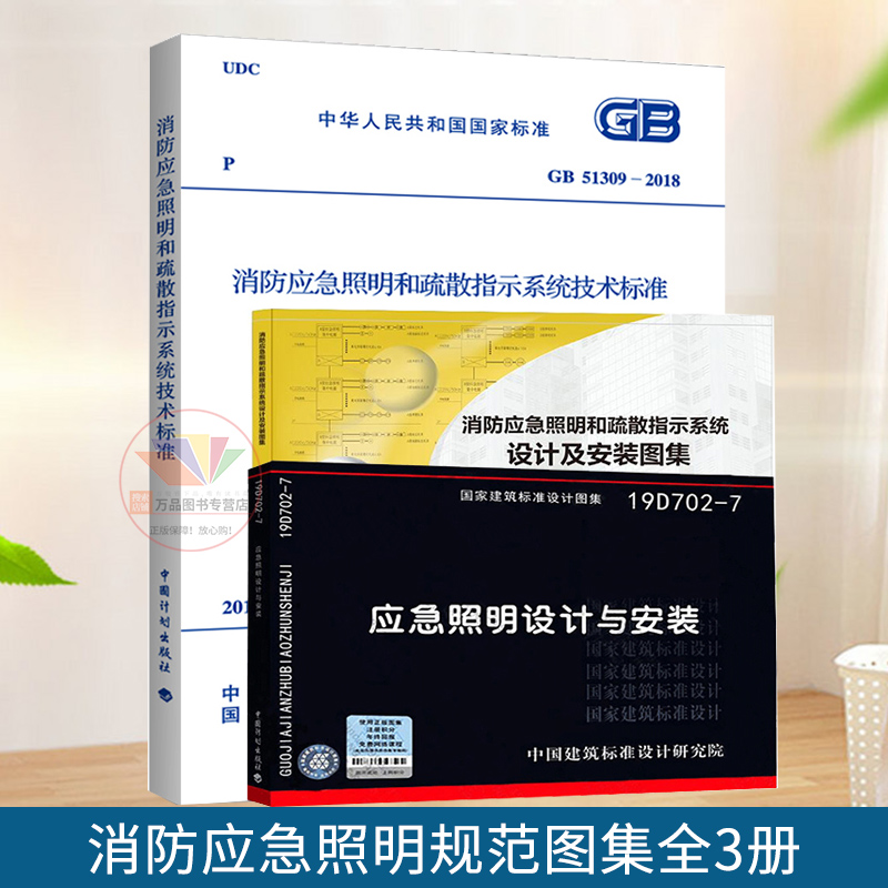 3本消防应急照明和疏散指示系统设计及安装图集+GB51309-2018系统技术标准+19D702-7应急照明设计与安装