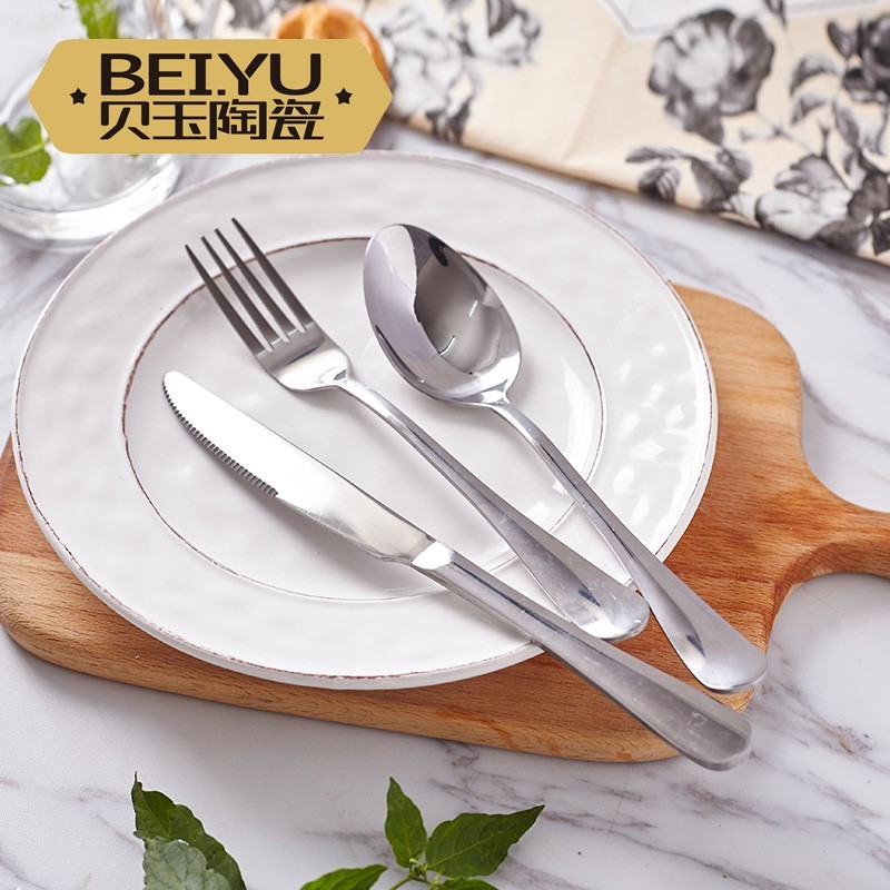 贝玉西餐餐具刀叉套装加厚不锈钢刀叉勺三件套牛排刀具 西式刀叉家用