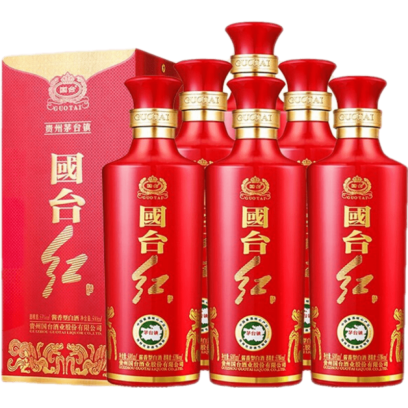 纯粮坤沙酒 茅台镇酱香酒 宴请送礼招待酒 53度 500ml 6瓶 国台红