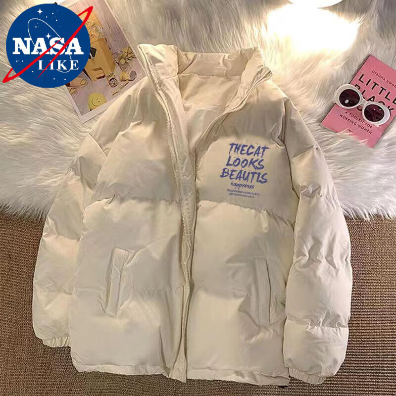 nasalike棉袄外套男士秋季新款潮牌美式街头宽松英文字母印花情侣加厚