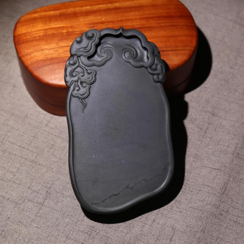 国家非遗歙砚老坑鱼子金星线眉文房四宝原石收藏摆件实用素砚砚台