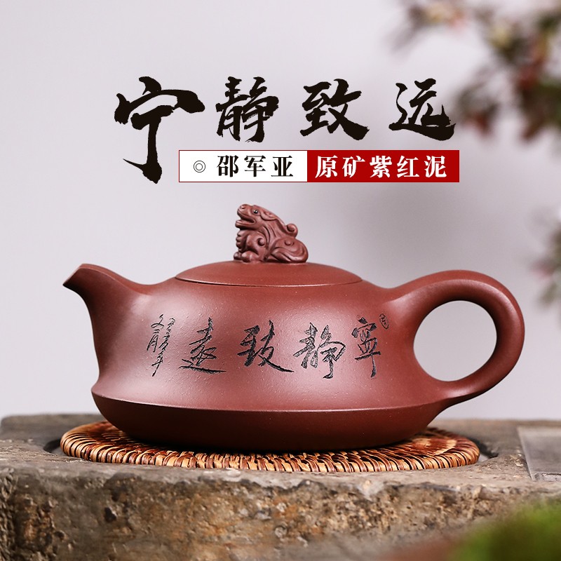云禅尚陶 全手工周盘壶国工邵军亚单壶名家用泡茶壶宜兴原矿紫泥紫砂