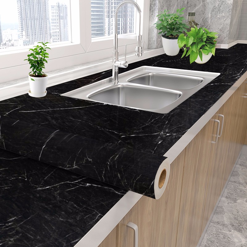 浪漫满屋5米厨房贴纸加厚防水pvc大理石纹厨房防油贴灶台家具桌面翻新