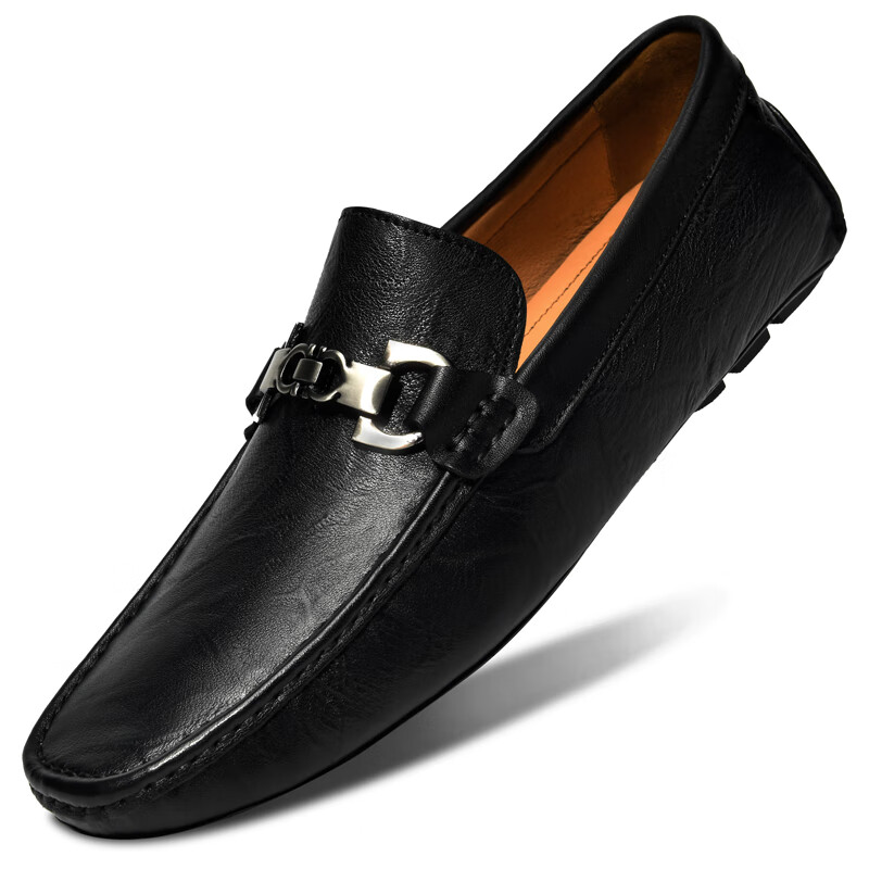 他她奥伦(tataaolun)休闲皮鞋男45新款一脚蹬皮鞋大码豆豆鞋47软底