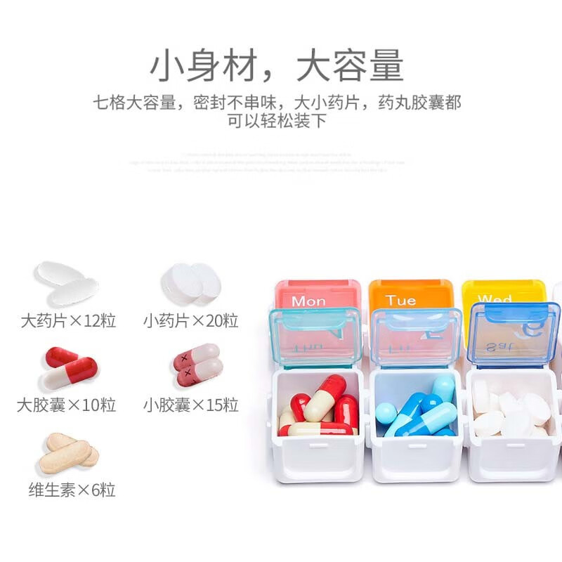 铂呐苓提醒定时药盒吃药智能提醒老人随身携带电子闹钟密封一周旅行 提醒药盒【可拆分 4闹钟】